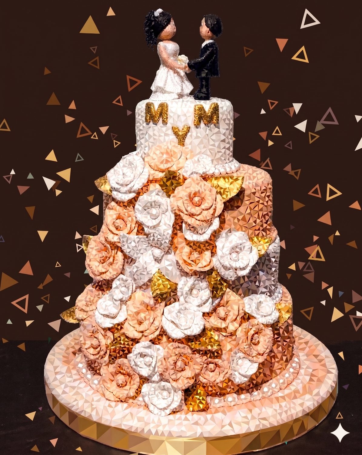 Torta rosada decorada con confeti